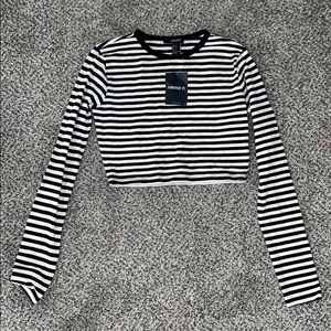 New with tags striped black&white crop long sleeve